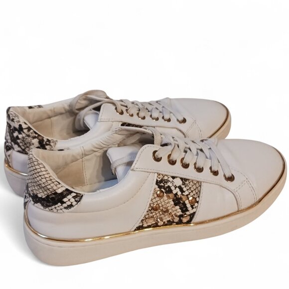 Steve Madden White Gold Studded Snakeskin Fashion Vegan Sneakers Size 6.5 - Picture 3 of 15